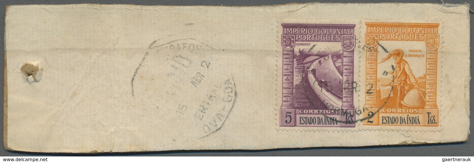 Brfst Portugiesisch-Indien: 1942 (15.4.), Large Piece Of REGISTERED SAMPLE POST Franked On Reverse With De - Portugees-Indië