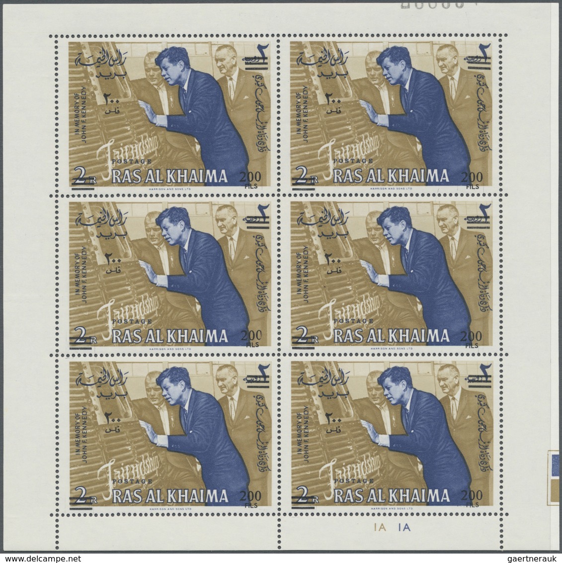 ** Ras Al Khaima: 1965/1966, J.F.Kennedy, Both Issues (without/with Overprint), Each As Mini Sheets Of - Ras Al-Khaima