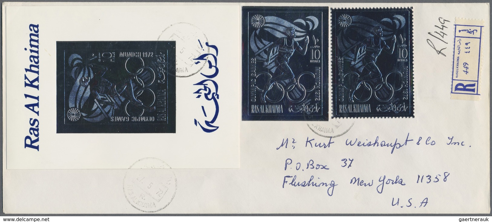 Br Ras Al Khaima: 1972 (27.5.), Summer Olympics Munich SILVER Issue Perf. And Imperf. Stamp + Miniature - Ra's Al-Chaima