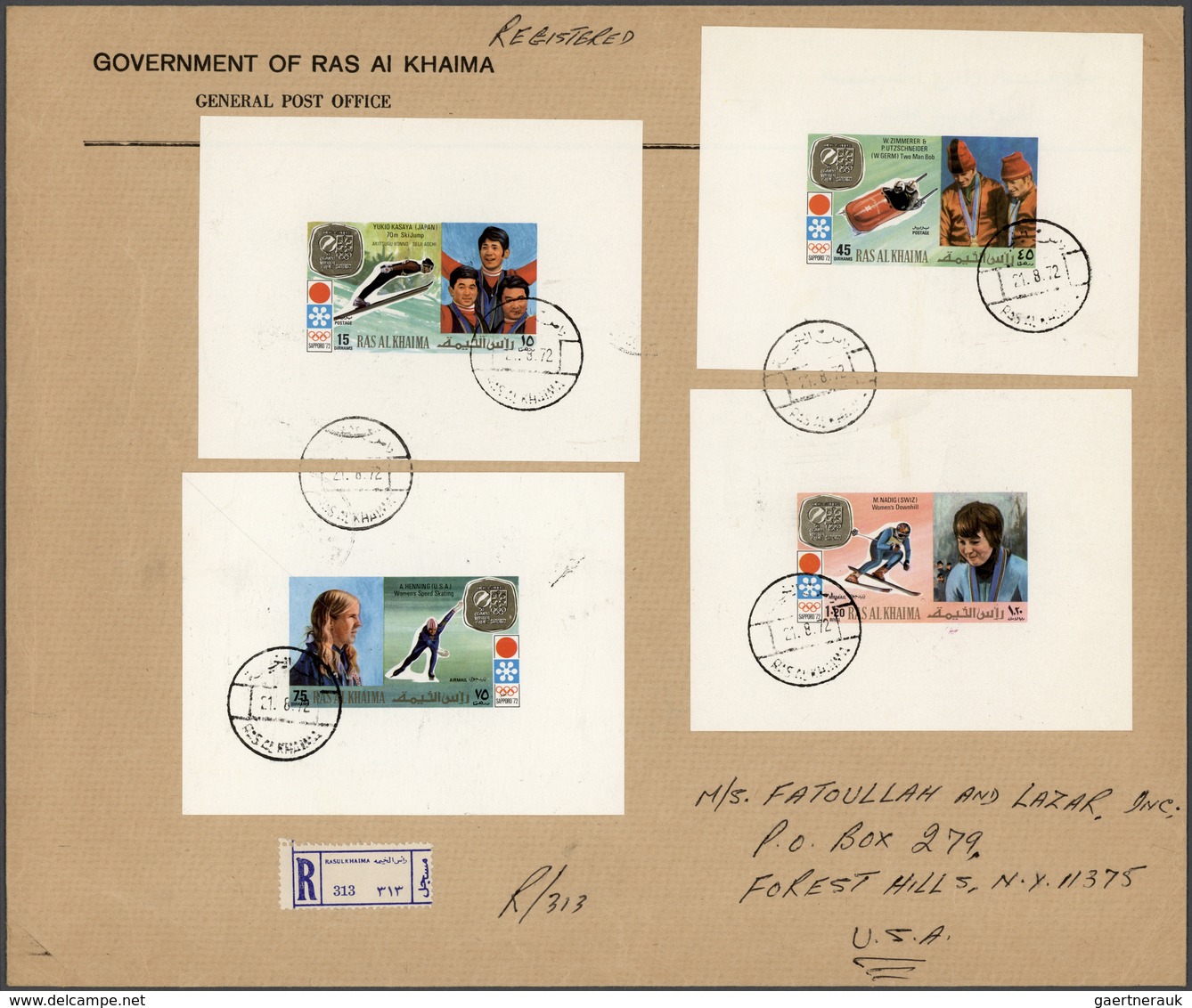 Br Ras Al Khaima: 1972, Gold Medal Winners Olympic Games Sapporo, DE LUXE SHEETS With White Margin, Com - Ras Al-Khaima