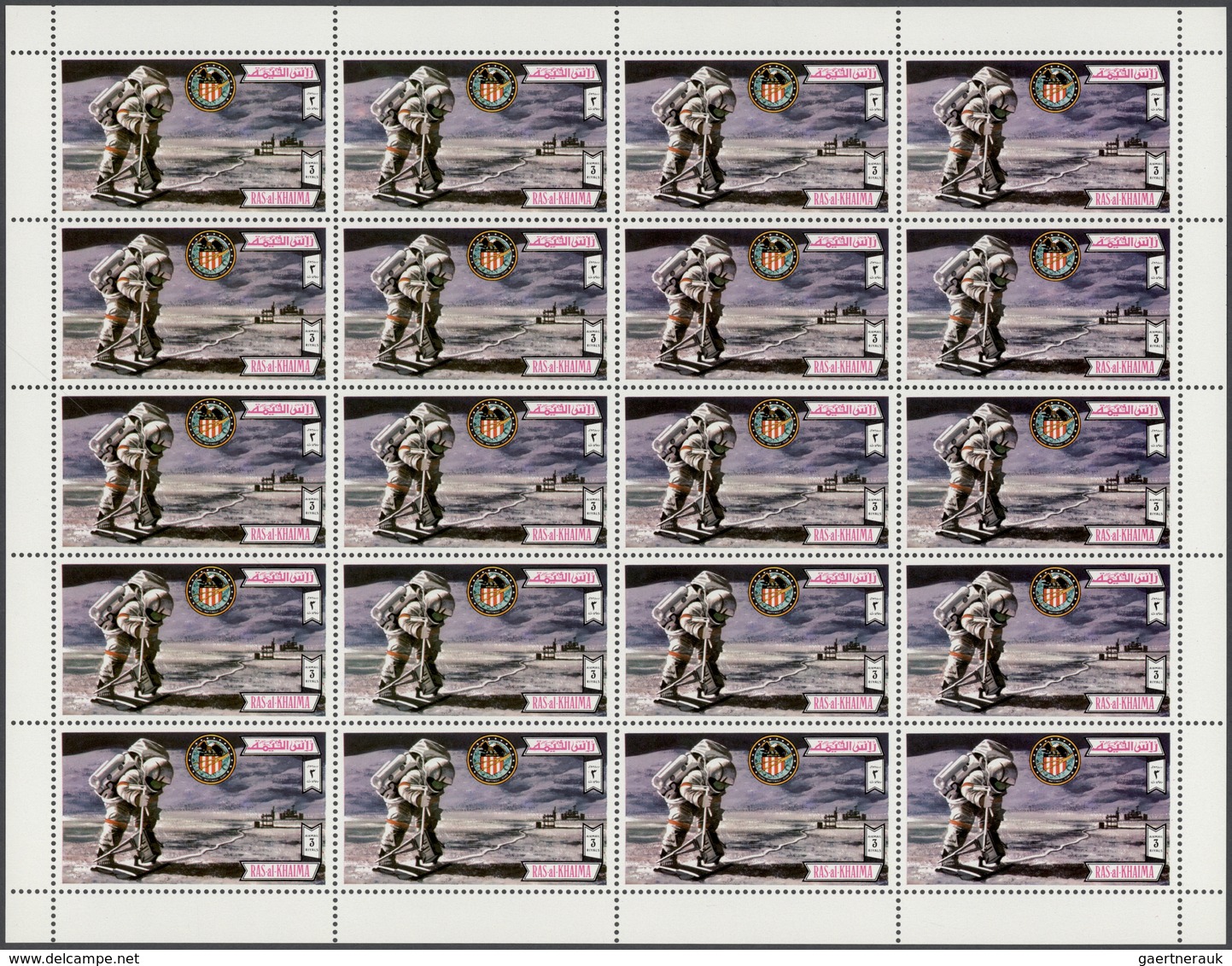 ** Ras Al Khaima: 1972, Apollo 16, Perforated Issue, Complete Set Of Six Values As Sheets Of 20 Stamps, - Ras Al-Khaima