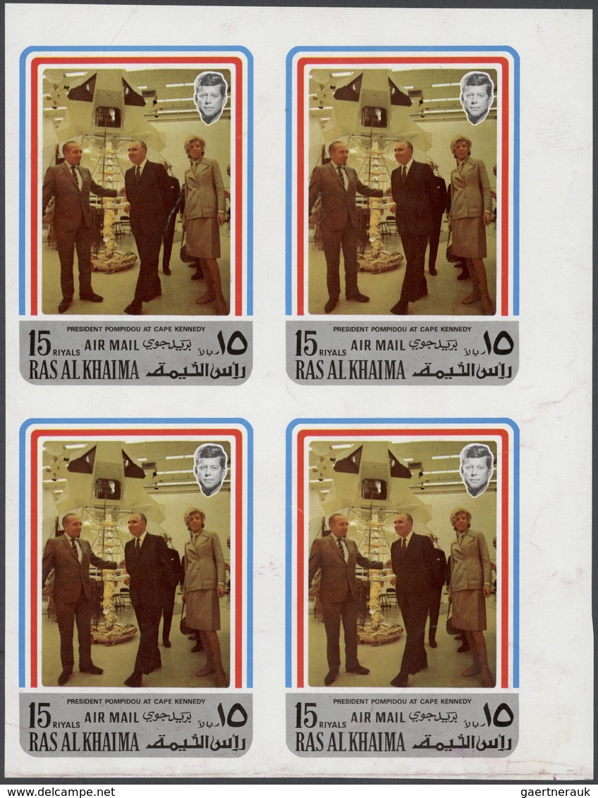 (*) Ras Al Khaima: 1972, President Pompidou At Cape Kennedy, Three Values Each As Imperforate Archive's - Ra's Al-Chaima