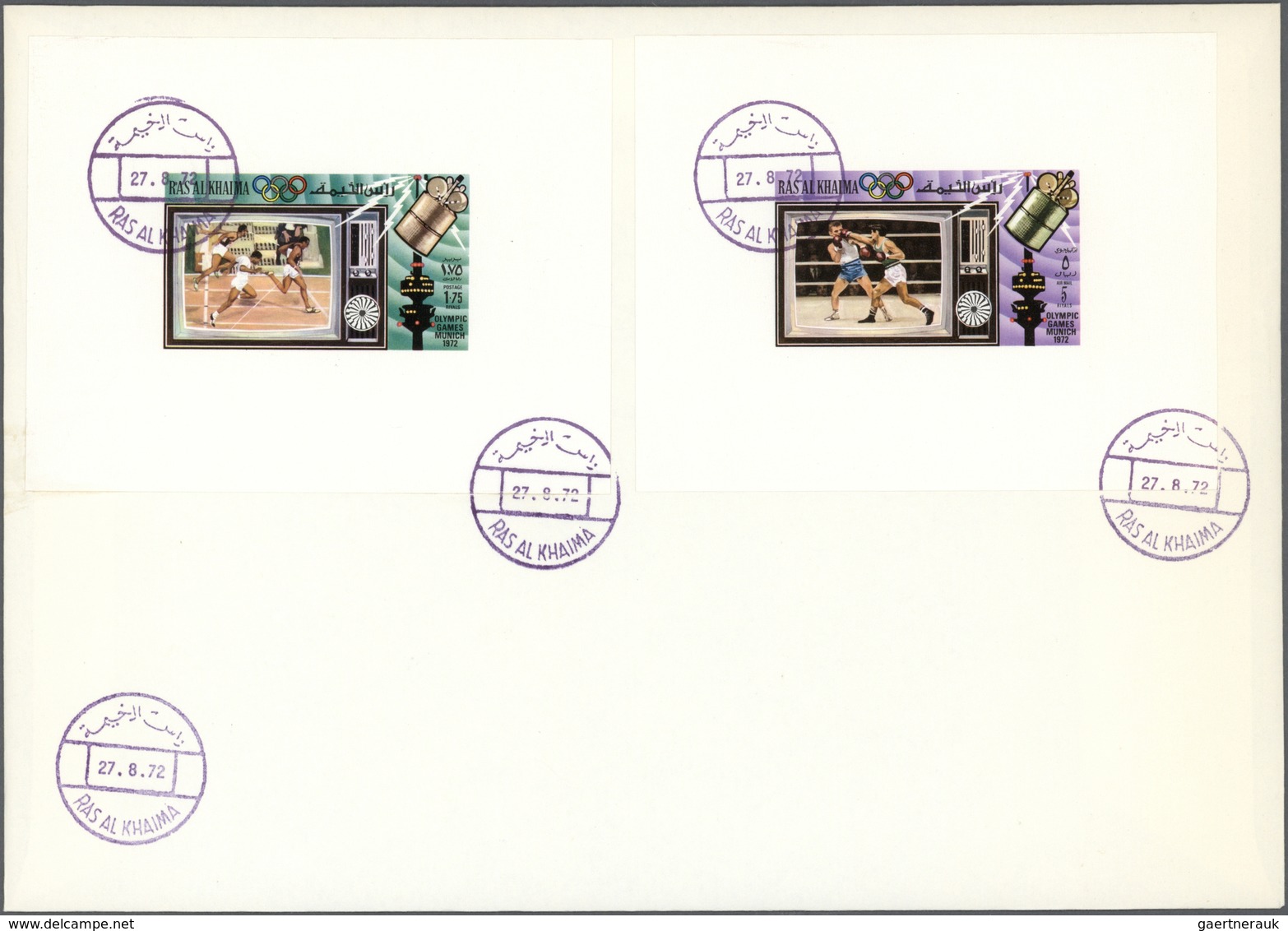 Br Ras Al Khaima: 1972, TV Broadcasting Of Olympic Games, DE LUXE SHEETS With White Margin, Complete Se - Ras Al-Khaima