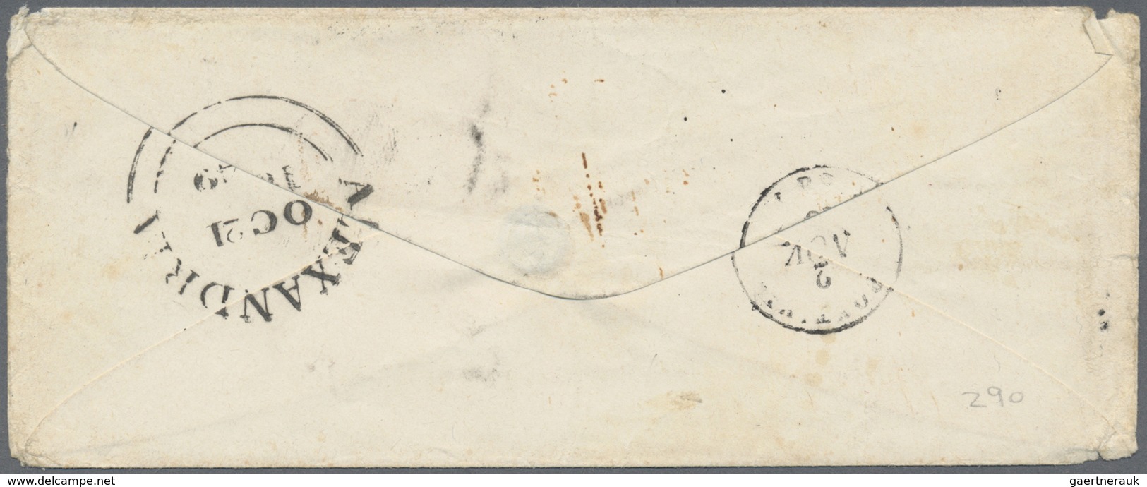 Br Aden: 1849 Small Stampless Cover From Aden To France Via Suez Bearing Red Rect. Framed "ADEN/Paid (8 - Yemen