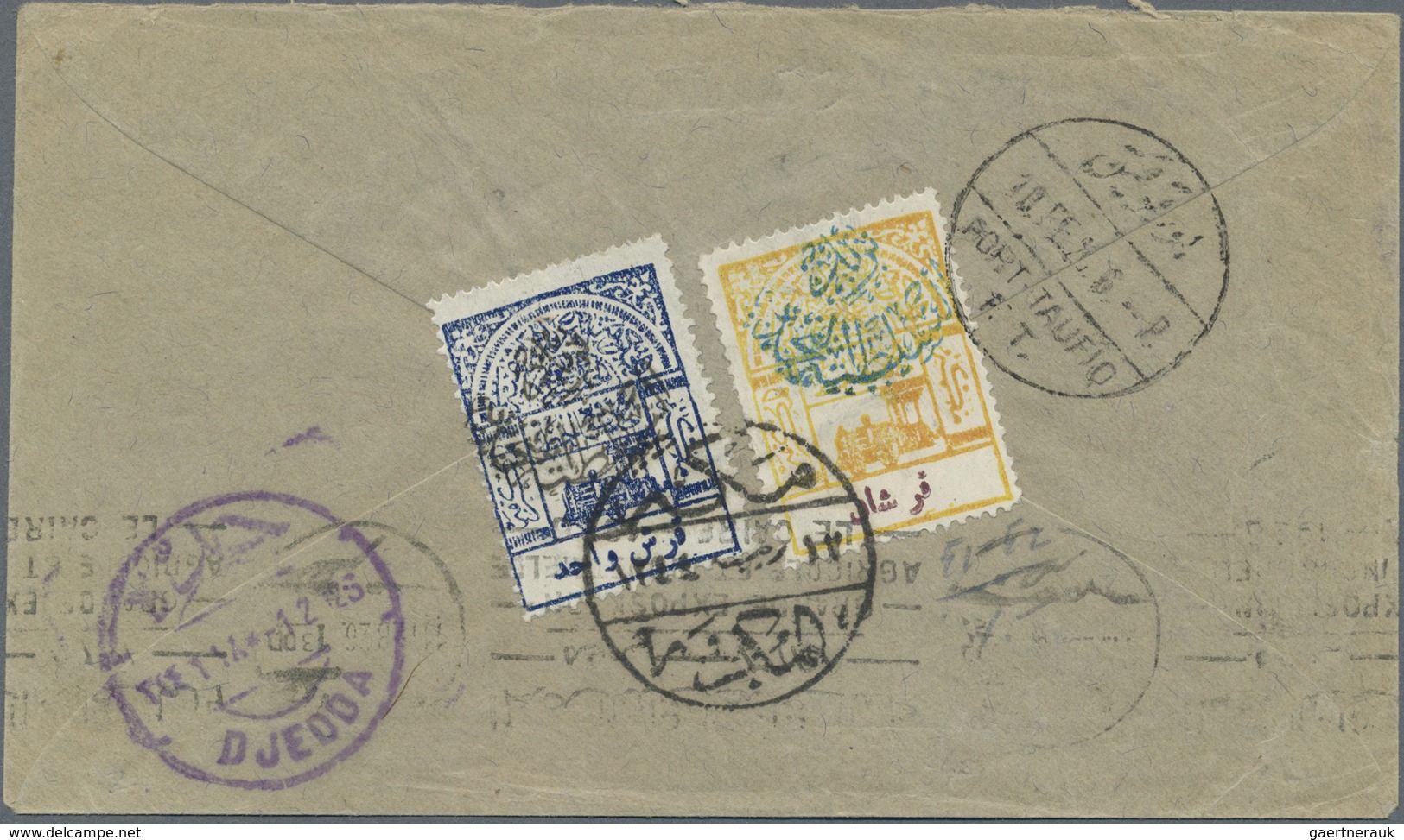 Br Saudi-Arabien - Nedschd: 1925, Cover Bearing 1 Pia. Blue And 2 Pia. Ocher Railway Postage Tied By "M - Saoedi-Arabië