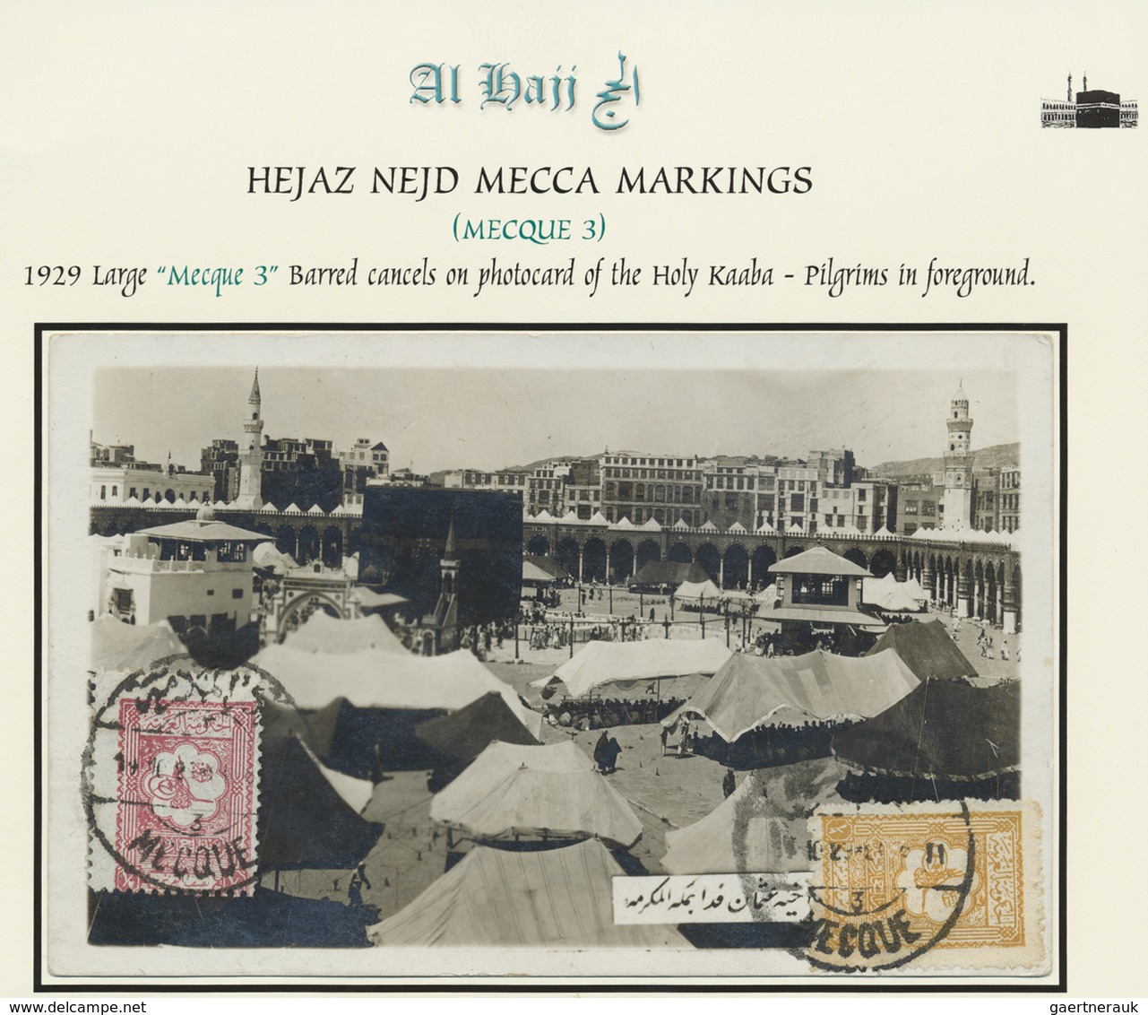Saudi-Arabien - Nedschd: 1929, Postcard Showing Pilgrims Bearing Two Stamps "Tughra Of King Abdul" I - Saoedi-Arabië