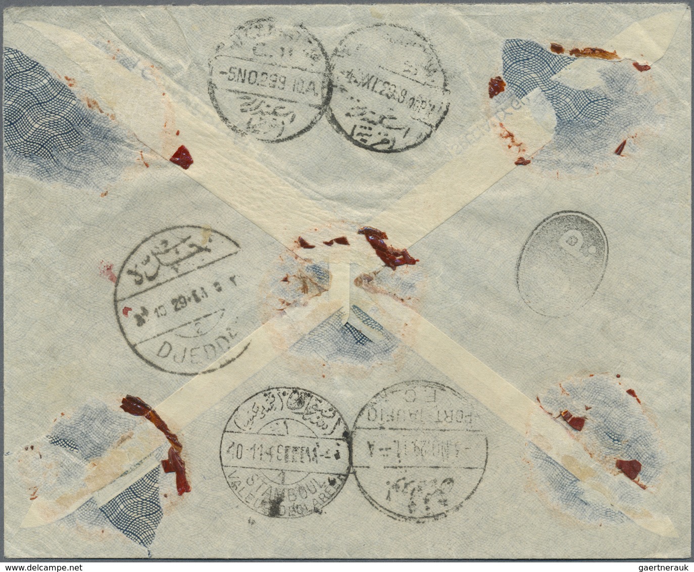 Br Saudi-Arabien - Nedschd: 1927, Registered Declared Value Cover Bearing Five Stamps "Tughra Of King A - Saoedi-Arabië