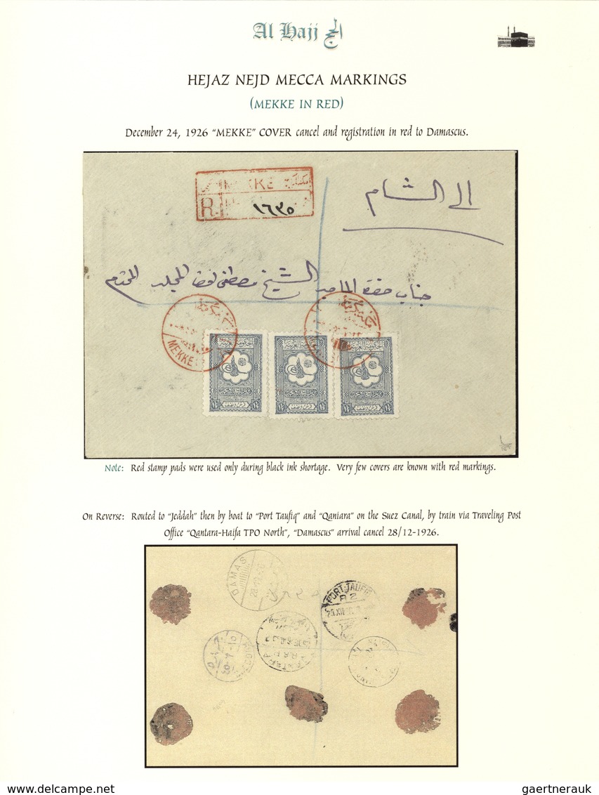 Br Saudi-Arabien - Nedschd: 1929, Registered Cover Bearing Three 1 1/2 Pia. Grey Tied By Red "MEKKE-I M - Saoedi-Arabië