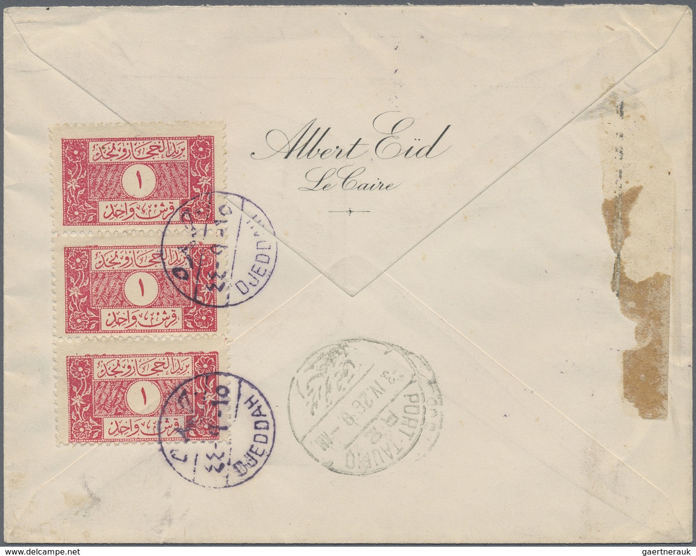 Br Saudi-Arabien - Nedschd: 1928. Registered And Advice Of Receipt Envelope Addressed To Egypt Bearing - Saoedi-Arabië