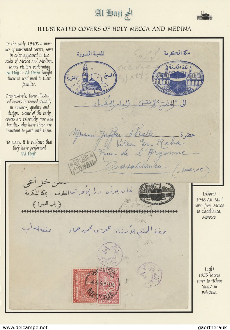 Br Saudi-Arabien: 1948-55, Two Pilgrim Envelopes "AL-HAJJ" Postally Used From Mecque To Marocco And Pal - Saudi Arabia