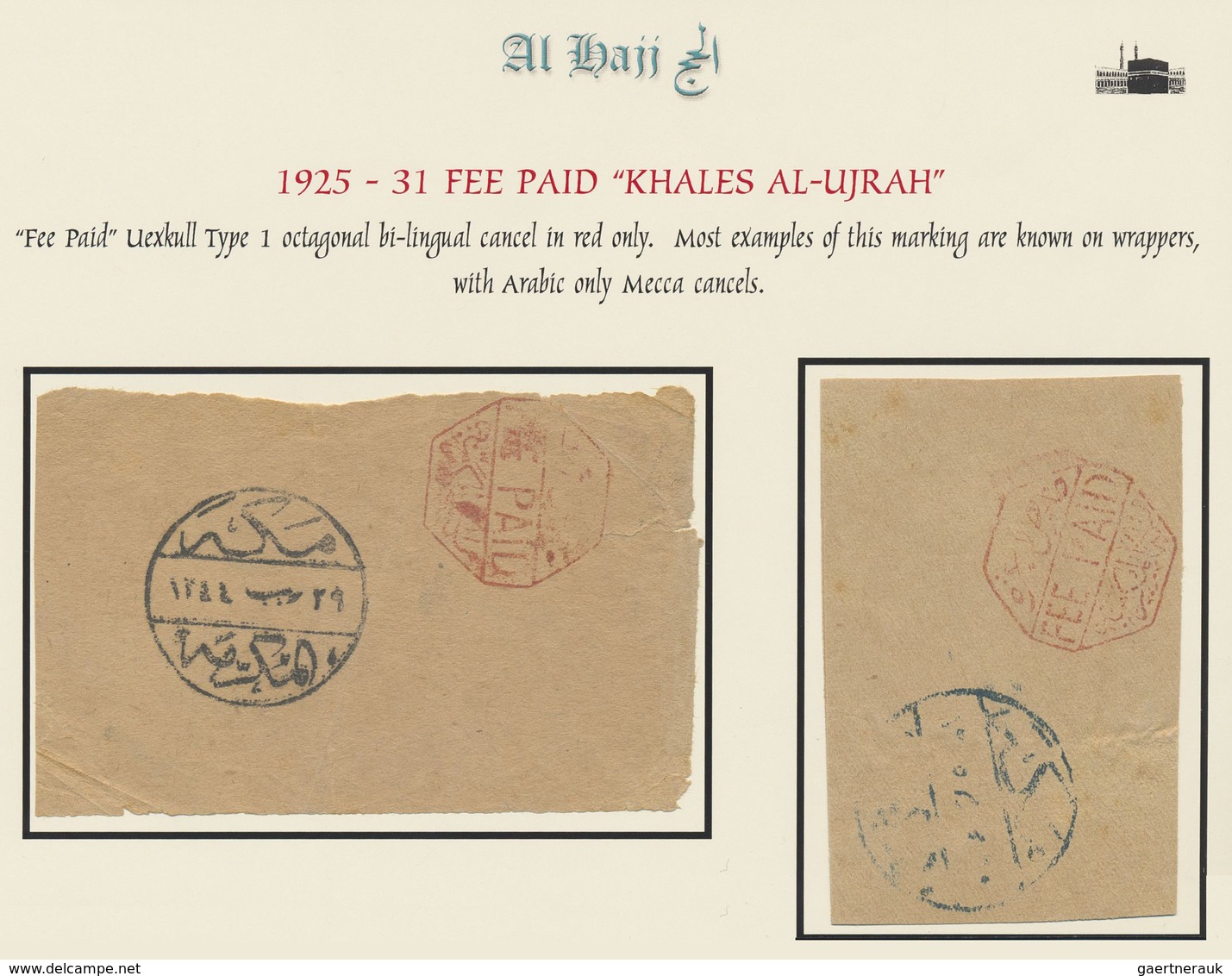 Brfst Saudi-Arabien - Stempel: 1926, Two Stampless Pieces Showing "MECQUE El MUKEREME" Cds. And Bilingual - Saudi Arabia