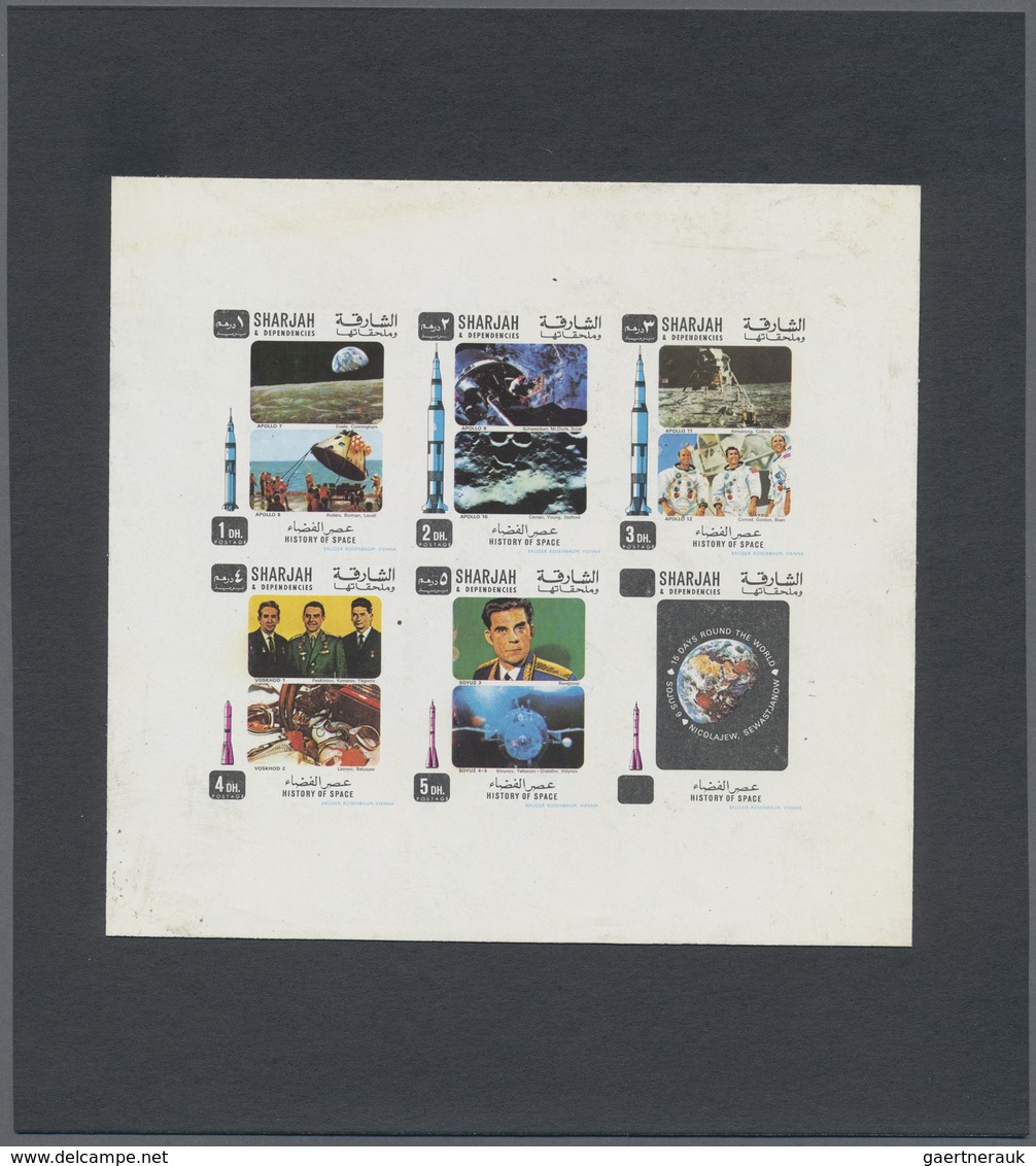 (*) Schardscha / Sharjah: 1970, History Of Space Research Set Of Five Normal Stamps Printed Together Wit - Sharjah