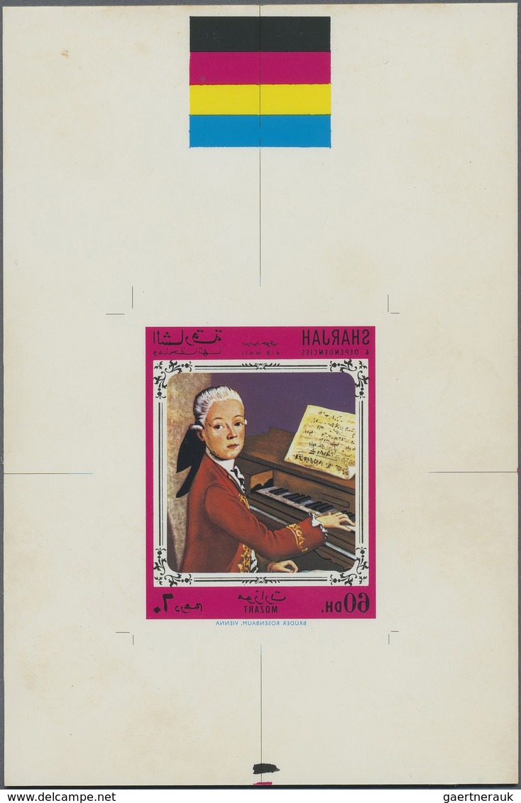 (*) Schardscha / Sharjah: 1970, Composer Wofgang Amadeus MOZART Six Different Imperf. NEGATIVE PRINTED P - Sharjah