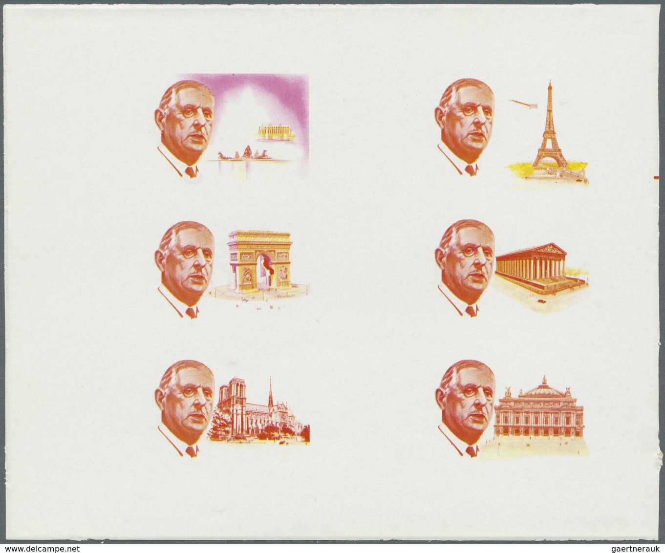 ** Schardscha / Sharjah: 1972, Charles De GAULLE With Sights Of Paris (Eiffel Tower, Opera House, Notre - Sharjah