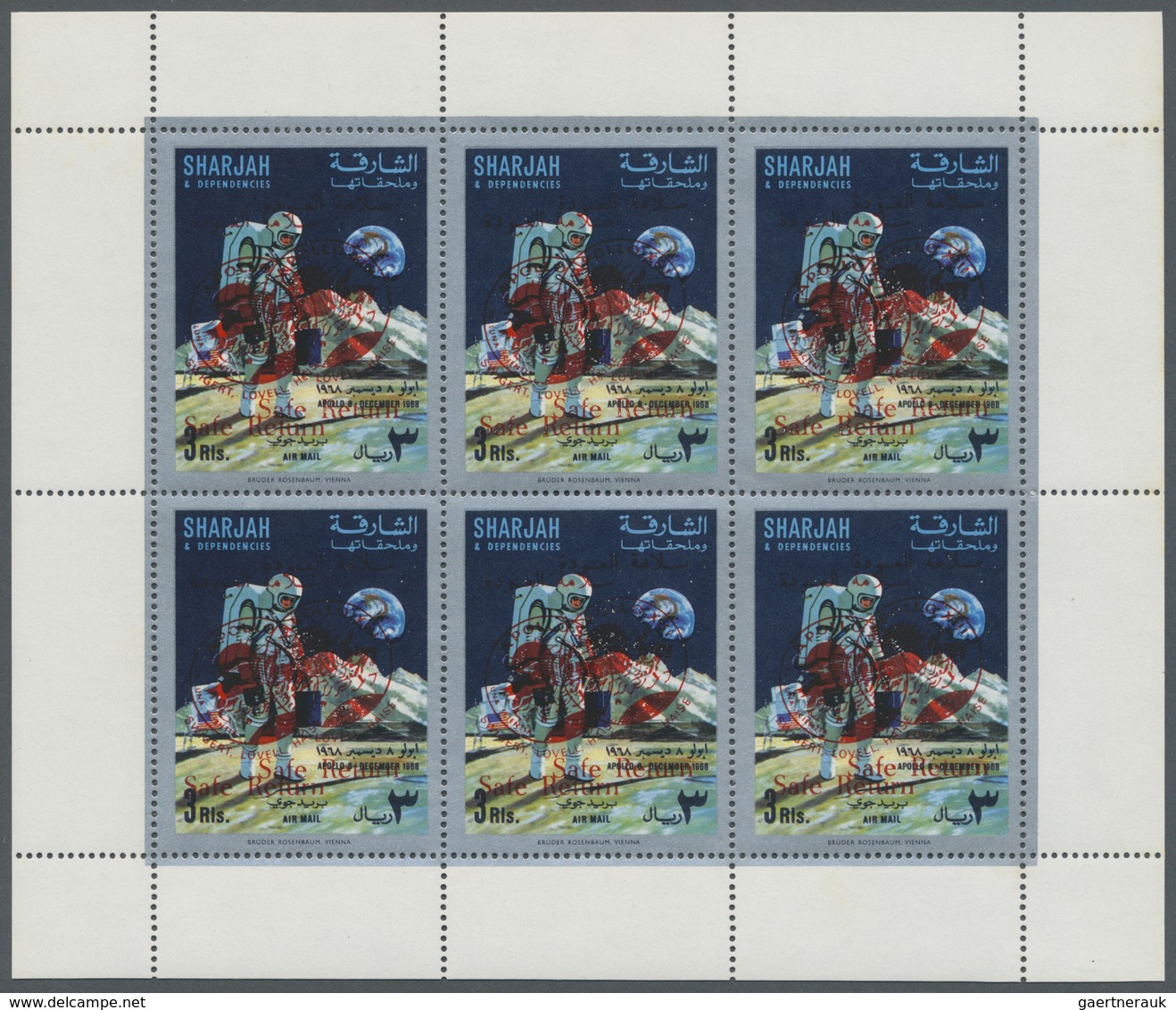 ** Schardscha / Sharjah: 1971, "SAFE RETURN/Apollo 13" Overprints On "Apollo 8", Perf./imperf. Issue, C - Sharjah