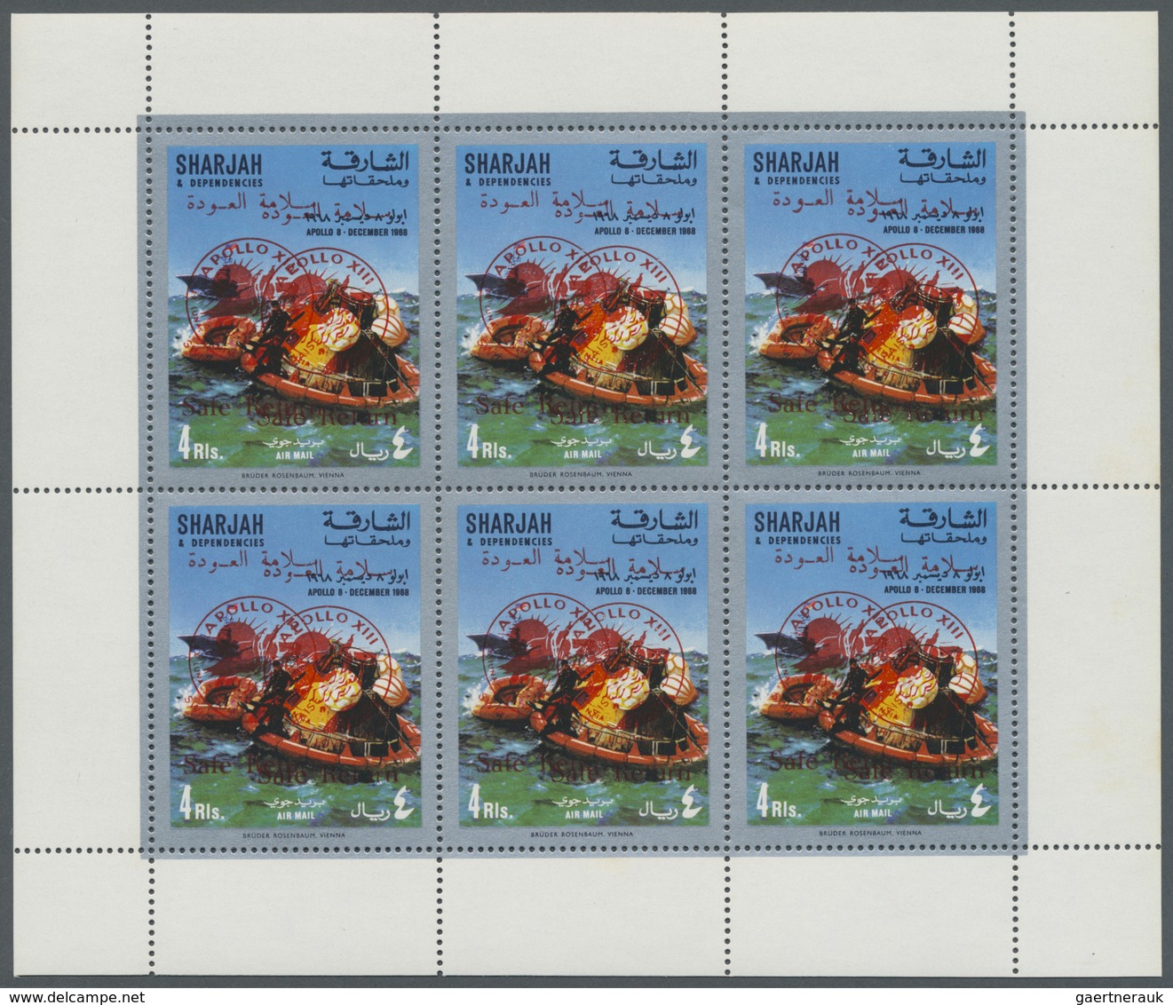 ** Schardscha / Sharjah: 1971, "SAFE RETURN/Apollo 13" Overprints On "Apollo 8", Perf./imperf. Issue, C - Sharjah