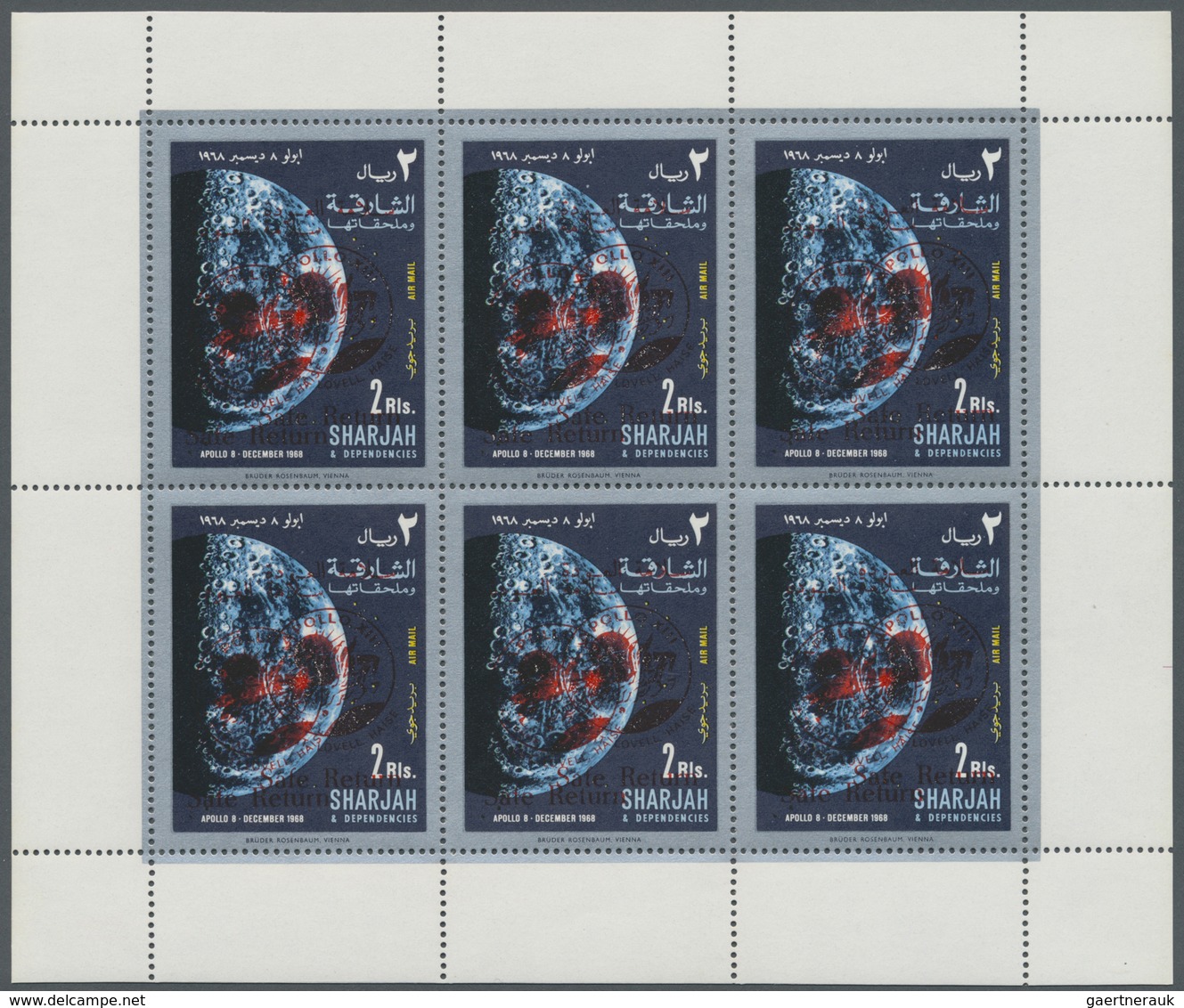 ** Schardscha / Sharjah: 1971, "SAFE RETURN/Apollo 13" overprints on "Apollo 8", perf./imperf. issue, c