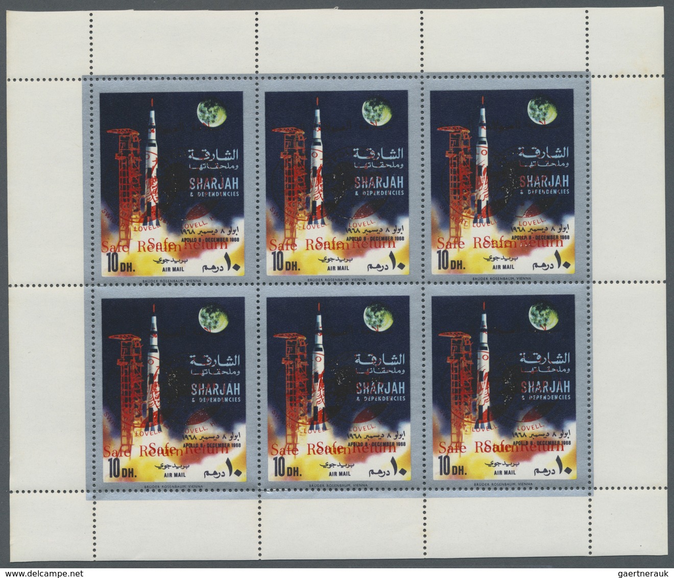 ** Schardscha / Sharjah: 1971, "SAFE RETURN/Apollo 13" overprints on "Apollo 8", perf./imperf. issue, c