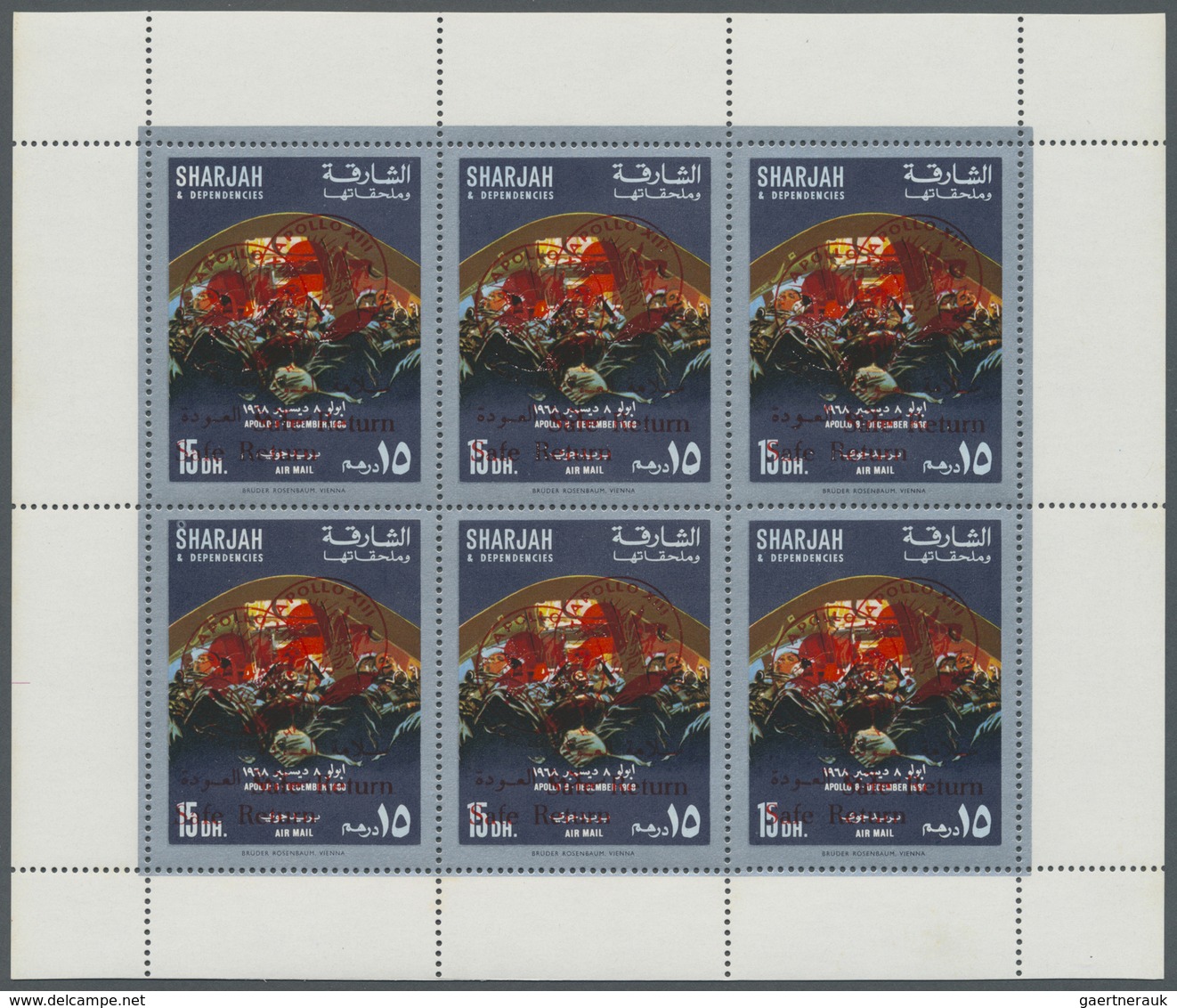 ** Schardscha / Sharjah: 1971, "SAFE RETURN/Apollo 13" overprints on "Apollo 8", perf./imperf. issue, c