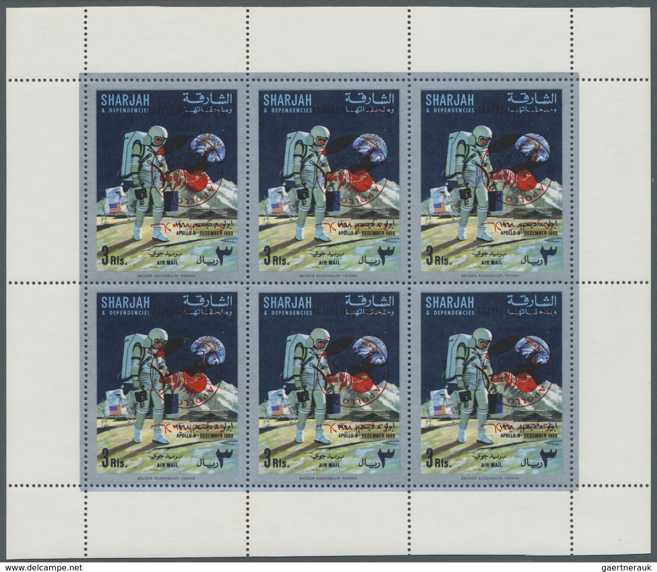 ** Schardscha / Sharjah: 1971, "SAFE RETURN/Apollo 13" overprints on "Apollo 8", perf./imperf. issue, c