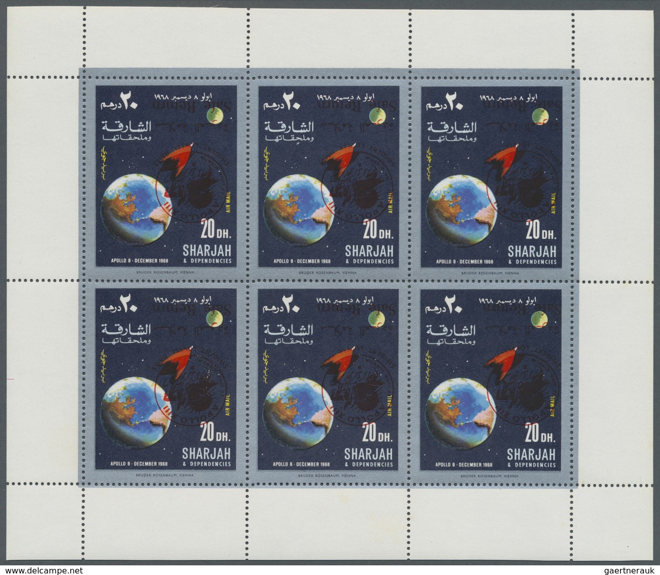 ** Schardscha / Sharjah: 1971, "SAFE RETURN/Apollo 13" overprints on "Apollo 8", perf./imperf. issue, c