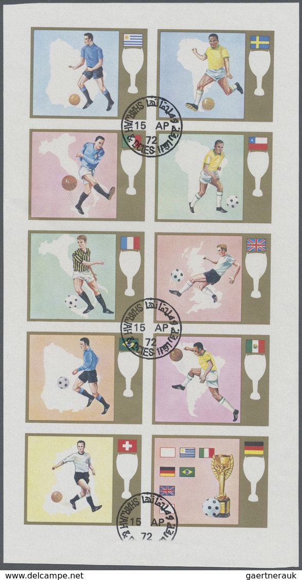 O Schardscha / Sharjah: 1972, Jules Rimet Cup (Football) Complete Set In An Imperforate Sheetlet Of Te - Sharjah