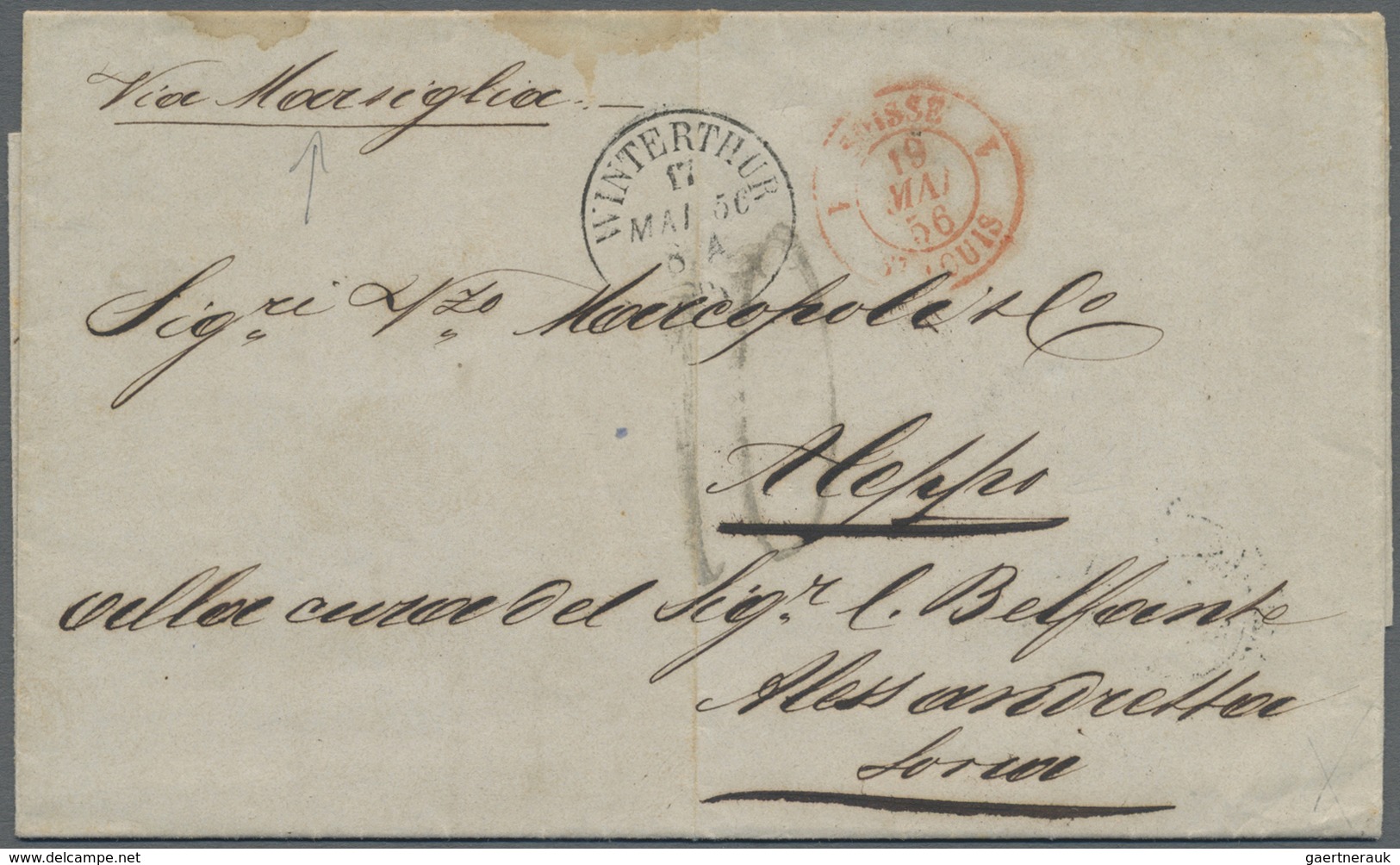 Br Syrien: 1856/1867 Two Stampless Letters From A Commercial Correspondence From Winterthur, Switzerlan - Syria