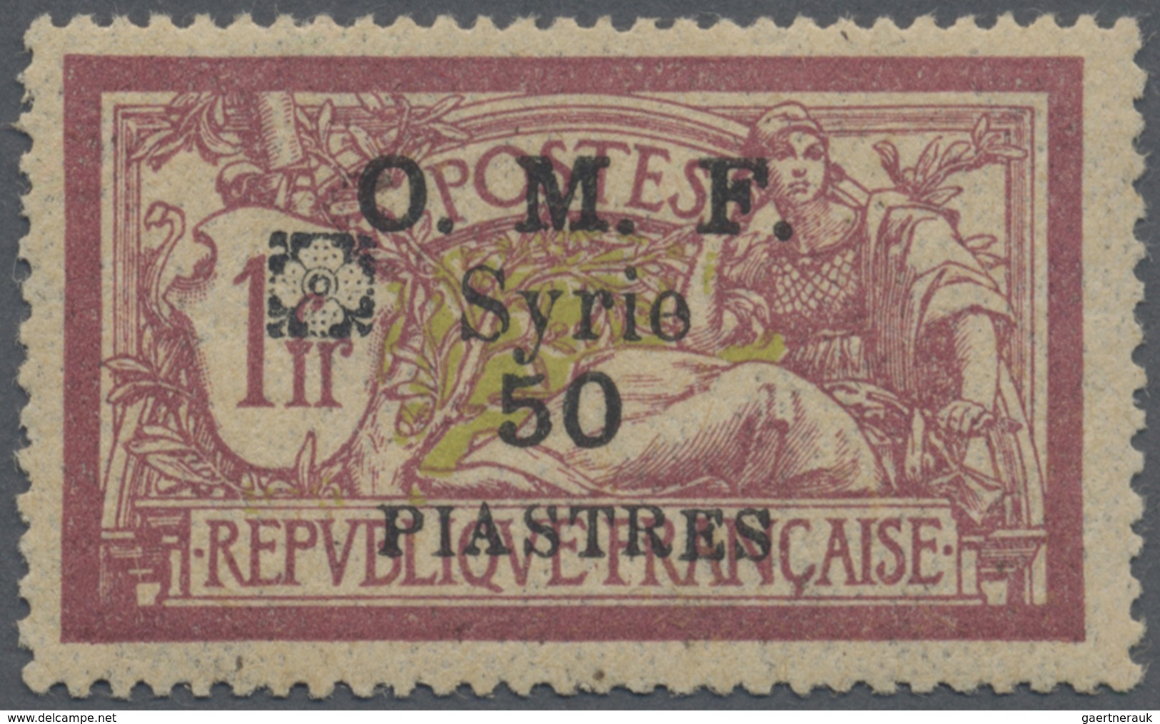 * Syrien: 1920, Fleurons D'Alep, 50pi. On 1fr. Red/green "Merson", Black Surcharge, Fresh Colour, Well - Syria