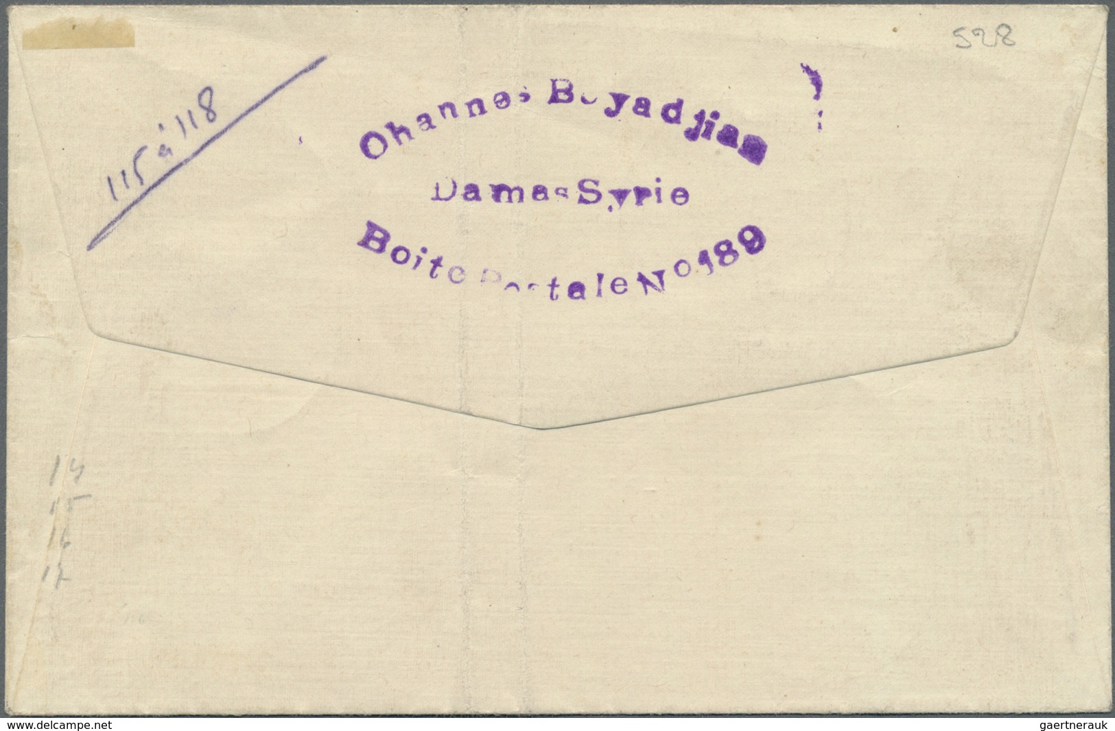 Syrien: 1923, Two Air Mail Overprinted Sets On Covers From DAMAS To ALEXANDRETTE And Egypt, One Stam - Syrië