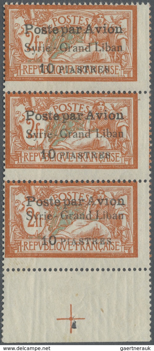 **/* Syrien: 1923, Airmails "Syrie-Grand Liban", Wide Spacing 3¾mm, 10pi. On 2fr. Orange/blue, Vertical S - Syrië