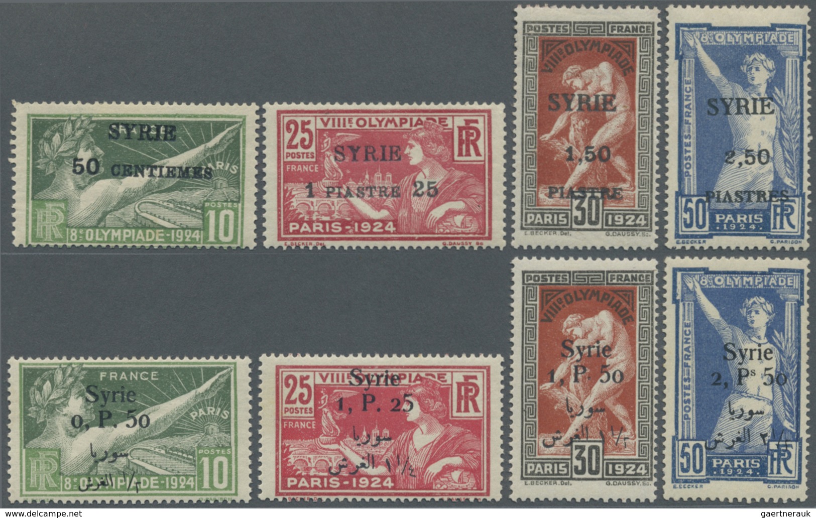 * Syrien: 1924, Olympic Summer Games Paris Two Complete Sets Of French Stamps With The Different Opts. - Syrië