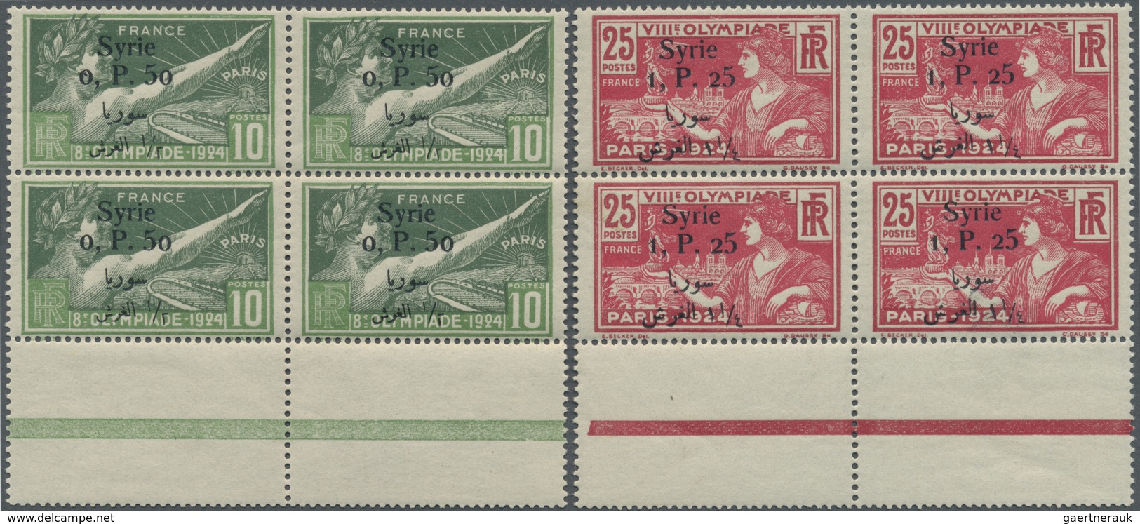 ** Syrien: 1924, Olympic Games Paris Complete Set In Blocks Of Four, Mint Never Hinged, Michel Catalogu - Syria