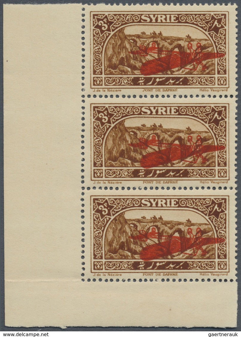 ** Syrien: 1925, Airmail Stamps 2pia. Sepia, 3pia. Brown And 10pia. Violet Brown All In Horiz. Or Vert. - Syria