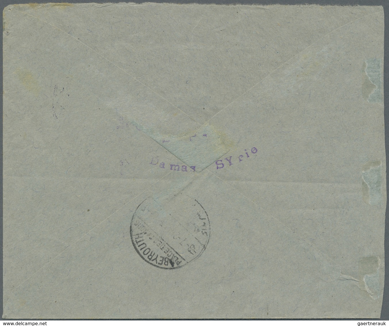 Syrien: 1926, Flight Cover "ARNOUS - DAMASCUS - BEIRUT", Dated 2/July 1926, Franked With Air Mail Se - Syrië