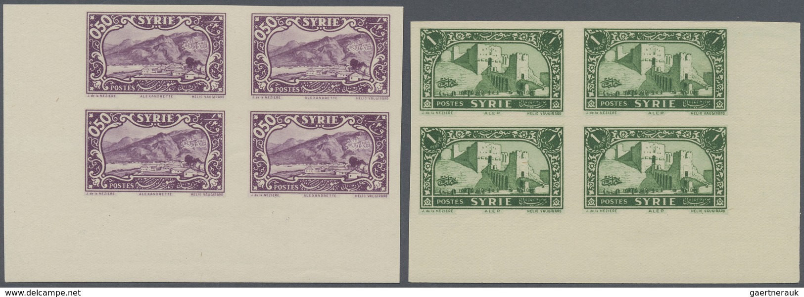 ** Syrien: 1930/1936, Definitives "Views of Syria", complete set of 23 values, marginal IMPERFORATE blo
