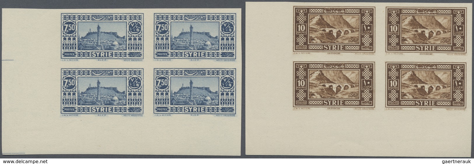 ** Syrien: 1930/1936, Definitives "Views of Syria", complete set of 23 values, marginal IMPERFORATE blo