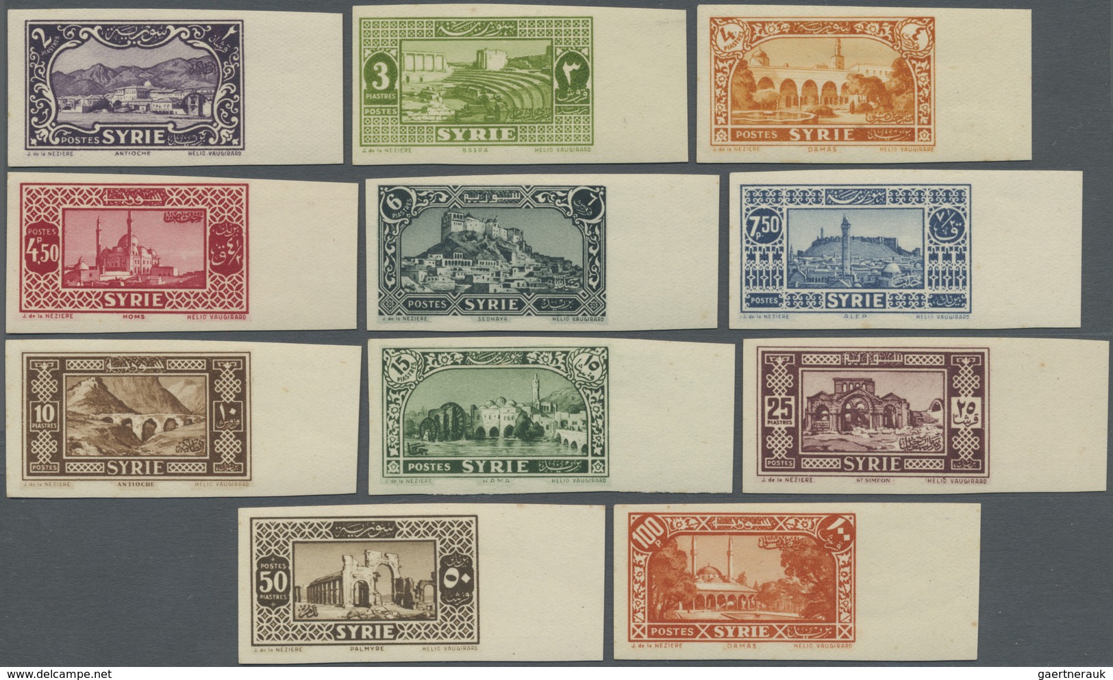 * Syrien: 1930/1936, Definitives "Views Of Syria", Complete Set Of 23 IMPERFORATE Marginal Stamps, Min - Syrië