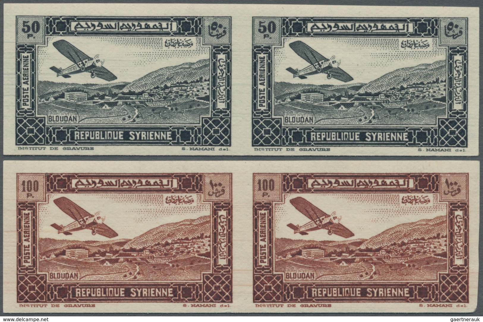 * Syrien: 1934, 10th Anniversary Of Republic, Airmails 0.50pi. To 100pi., Complete Set Of Ten Values, - Syrië