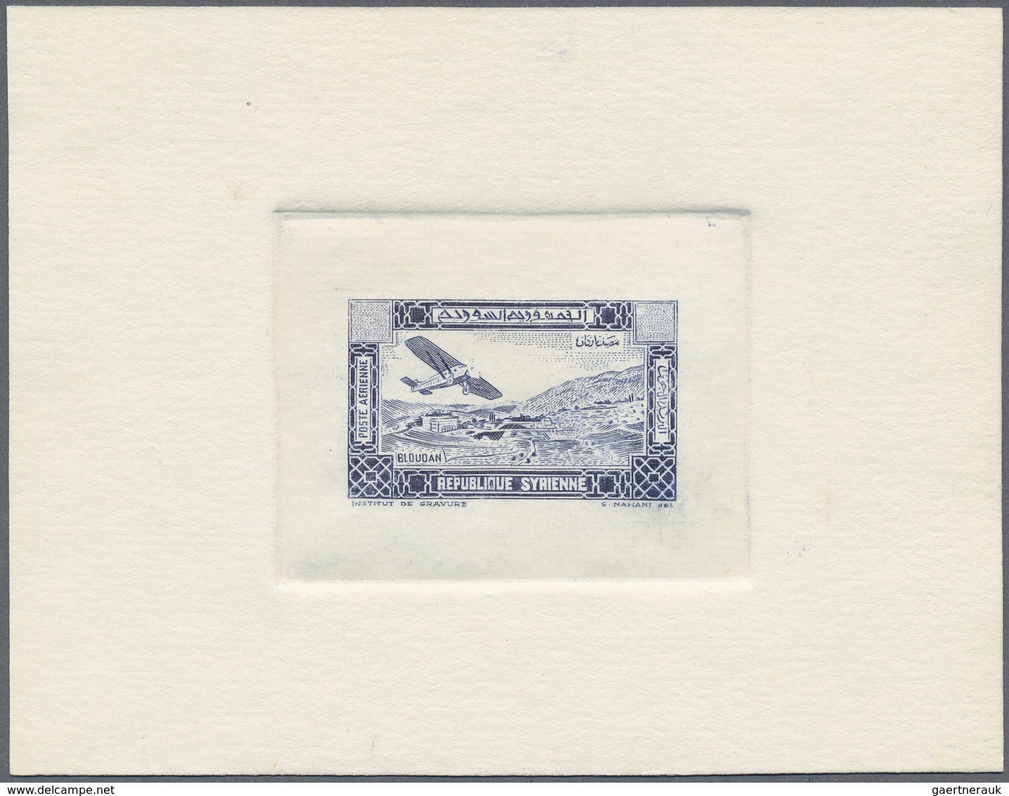 (*) Syrien: 1934, 10 Years Republic Air Mail Issue Three Sunk Die Proofs Without Value On Thick Paper, C - Syria