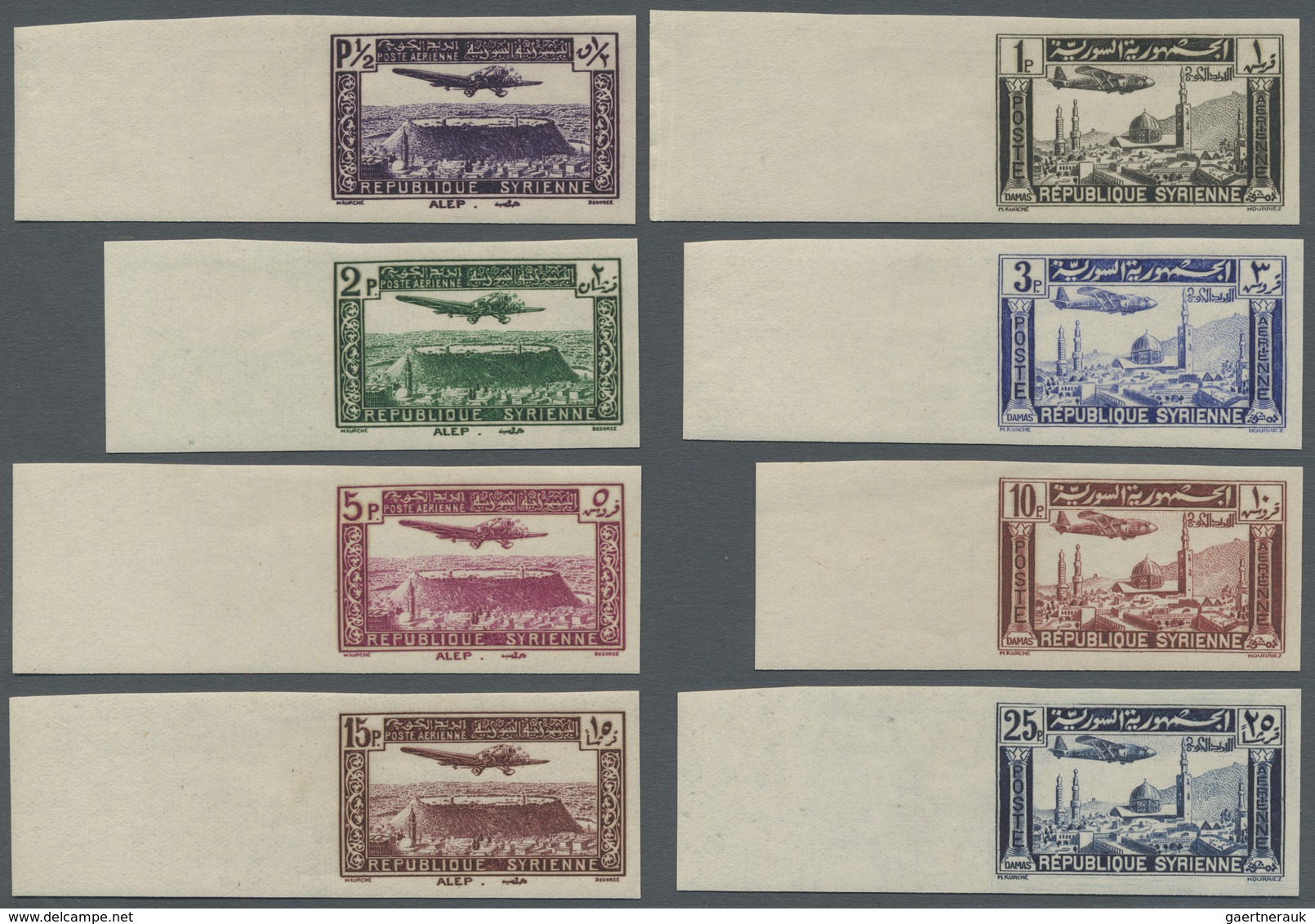 * Syrien: 1937, Airmails, IMPERFORATE, Complete Set Of Eight Right Marginal Values, Mint O.g. With Hin - Syria