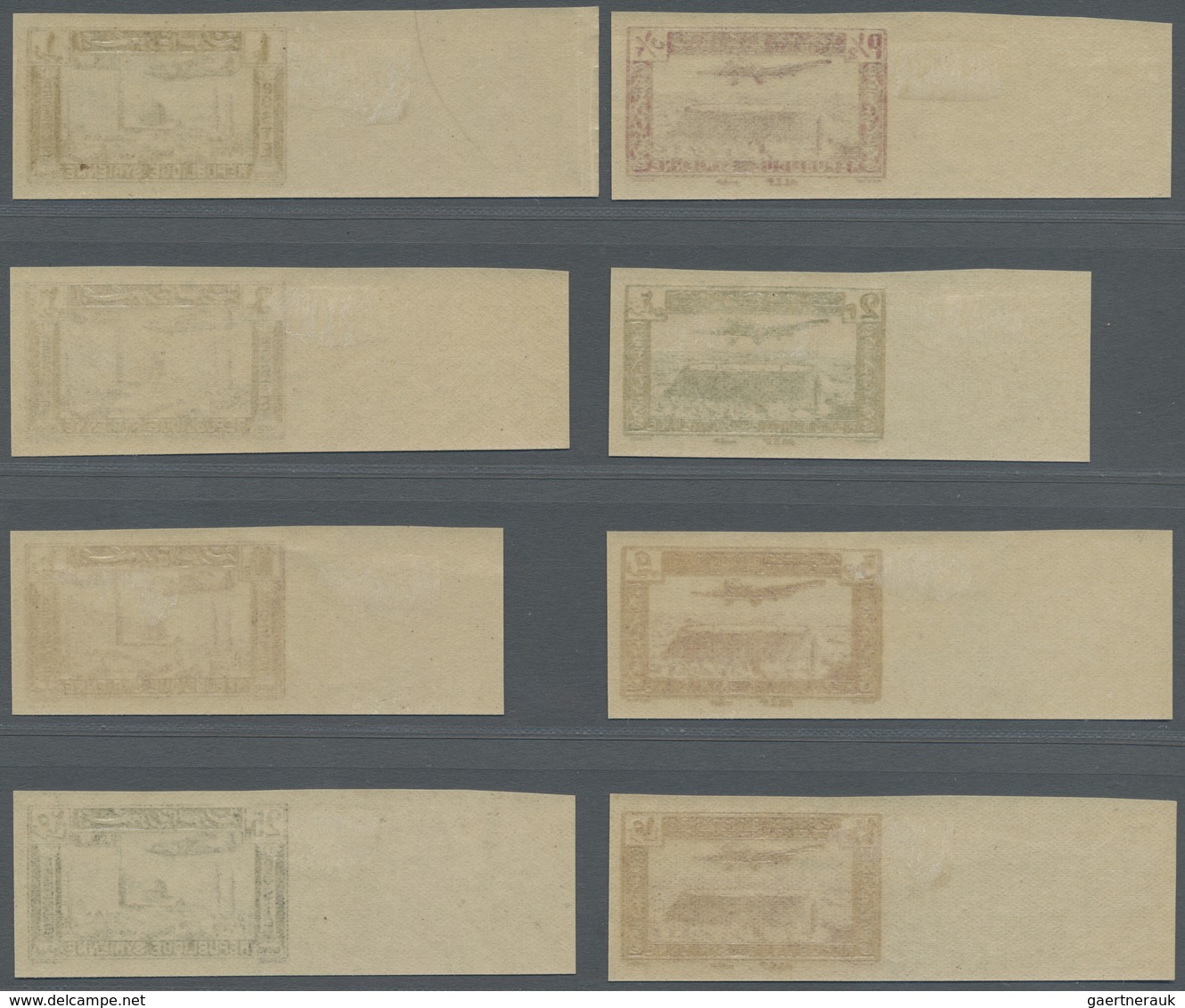 * Syrien: 1937, Airmails, IMPERFORATE, Complete Set Of Eight Right Marginal Values, Mint O.g. With Hin - Syria