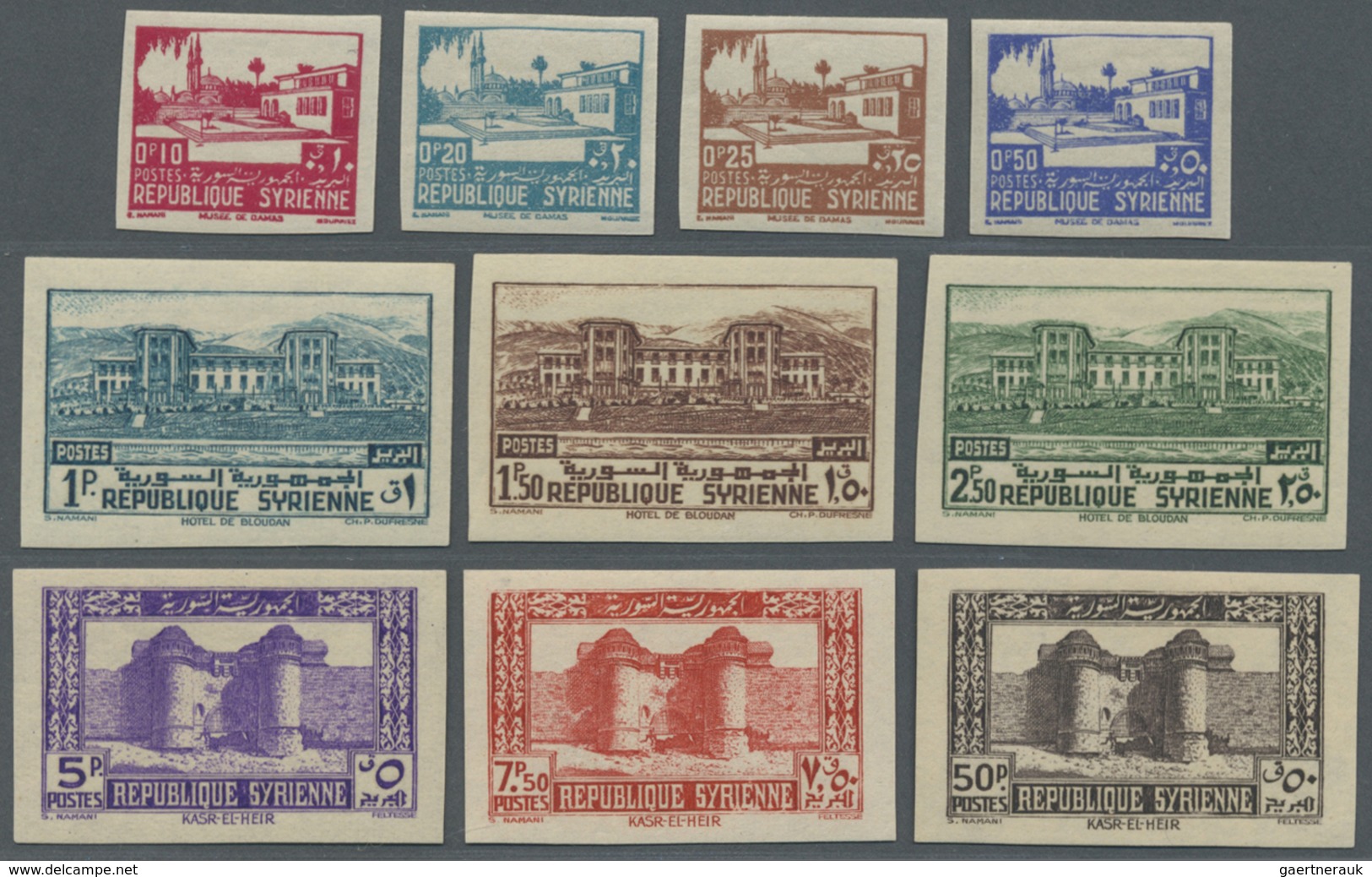 **/* Syrien: 1940, Definitives 'landscapes' Complete IMPERFORATE Set, MNH Or Mint Hinged With Small Gum F - Syrië