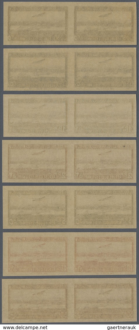**/* Syrien: 1940, Airmails, 0.25pi. To 50pi., Complete Set Of Seven Values IMPERFORATE In Pairs, Mint O. - Syria