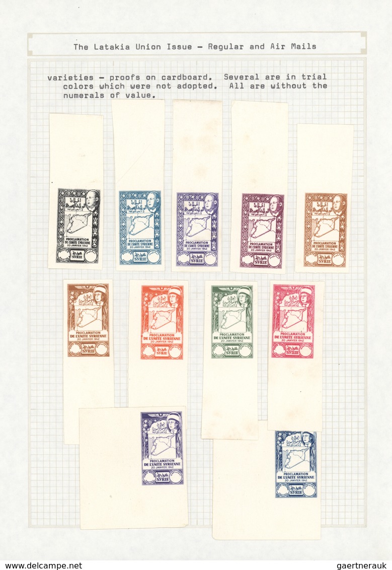 (*) Syrien: 1943, Proclamation Of Republic President El-Husni 11 Proofs On Margin Cards In Different Col - Syrië