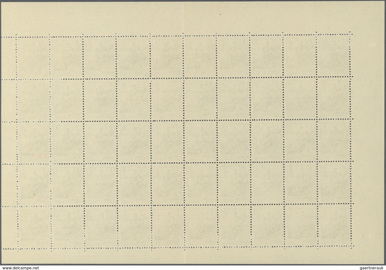 ** Syrien: 1959, 2½pi. On 1pi. Olive, Complete Sheet Of 50 Stamps (folded), Showing Different Intensiti - Syria