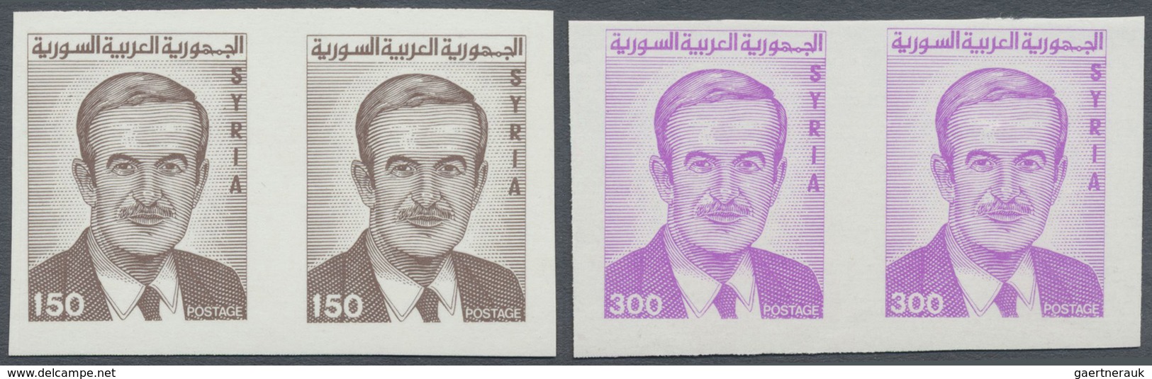 ** Syrien: 1990/1992, President Hafis Al-Assad 150p. Brown And 300p. Light Purple Both In IMPERFORATE H - Syrië