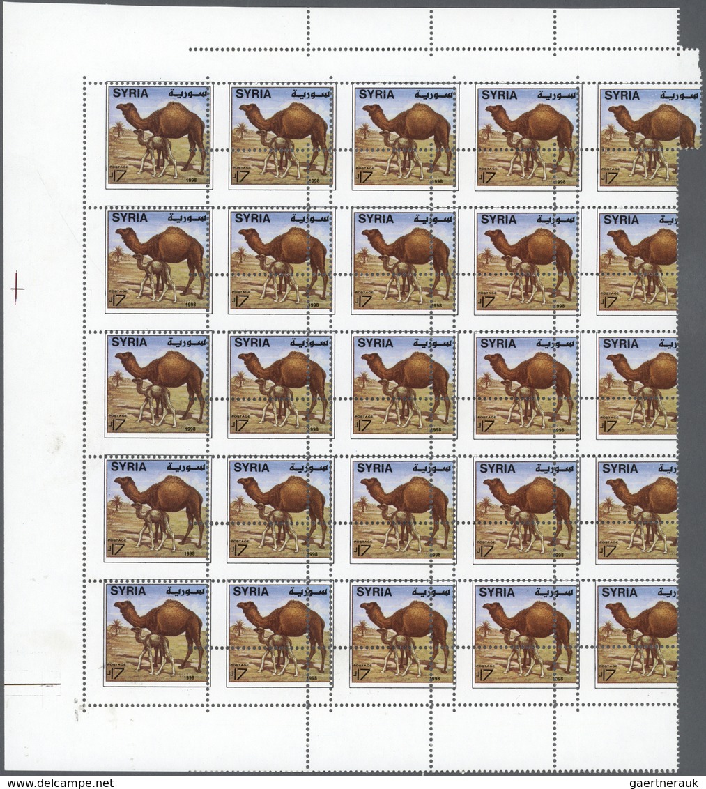 ** Syrien: 1998, £17 Dromedary, Block Of 25 Stamps, Completely Misperforated, Unmounted Mint. - Syria