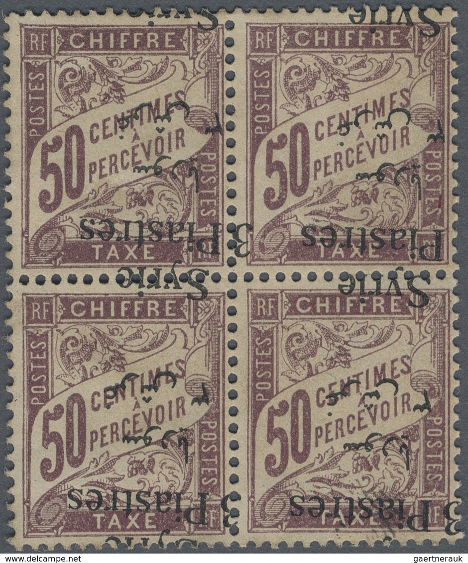 (*) Syrien - Portomarken: 1921, Postage Due 3p./50c. Lilac Block Of Four Showing Variety Inverted And Sh - Syria