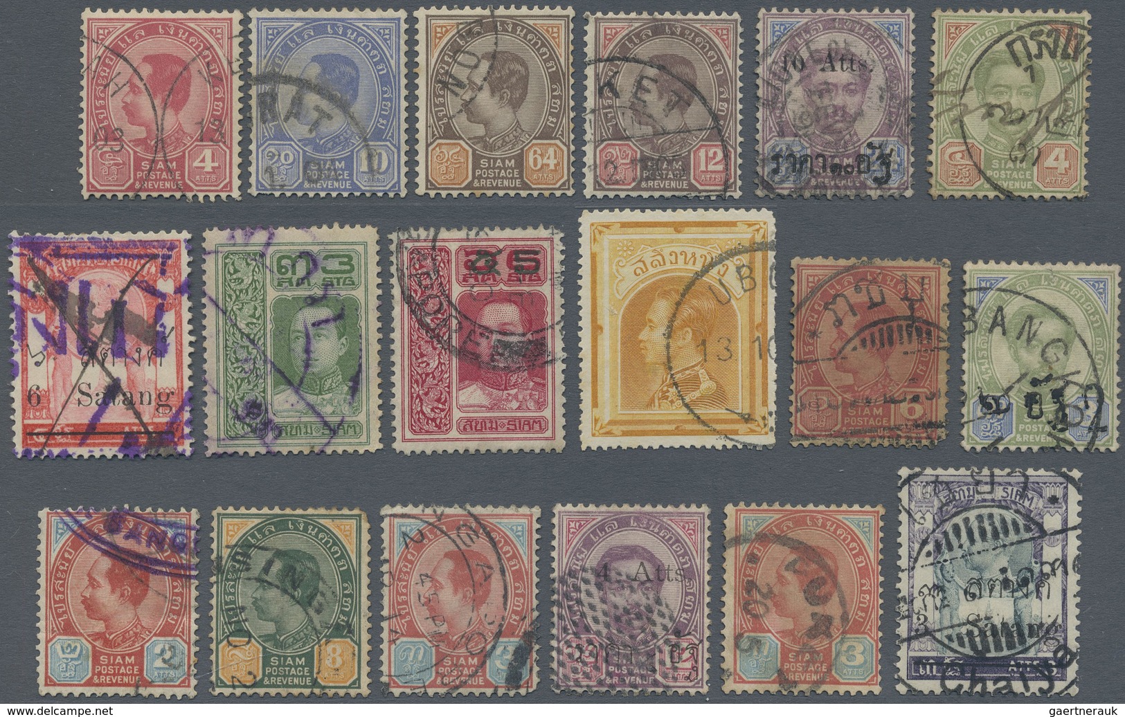 O Thailand: 1883-1910, 18 Classic Stamps With Unusual Cancellations Including Kedah, Puket, Chaiya, Si - Thailand