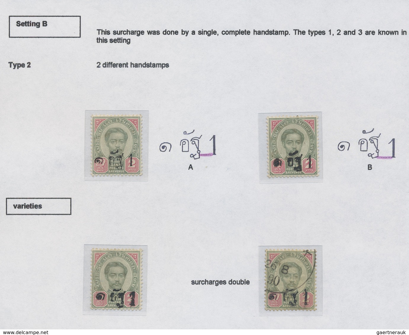 */O Thailand: 1889, Study On Four Stamps 1 Att. On 2 Att. Green Carmine Type II, Three Mint Hinged (two - Thailand